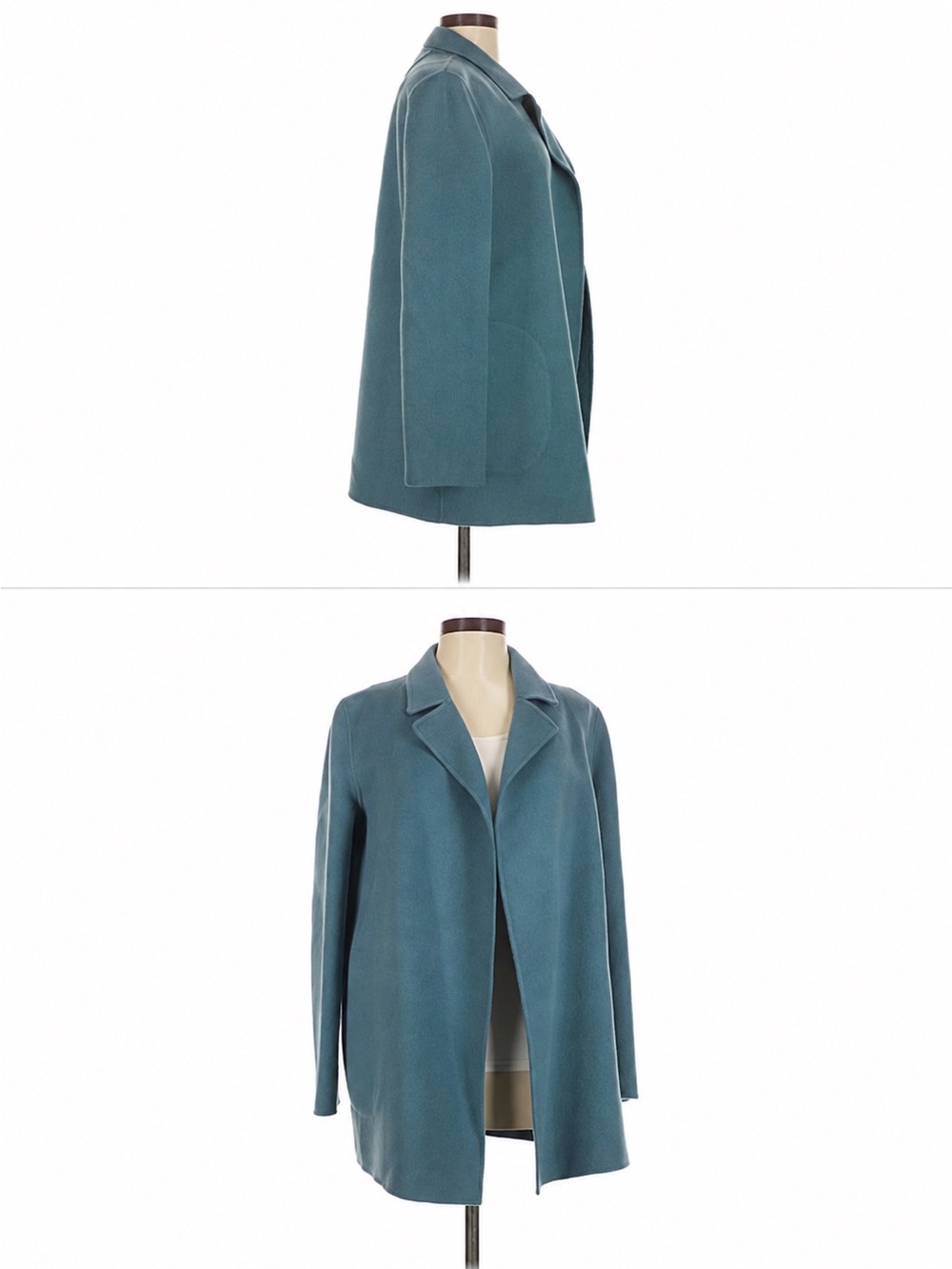 Theory Teal Open-Front Pea Coat
